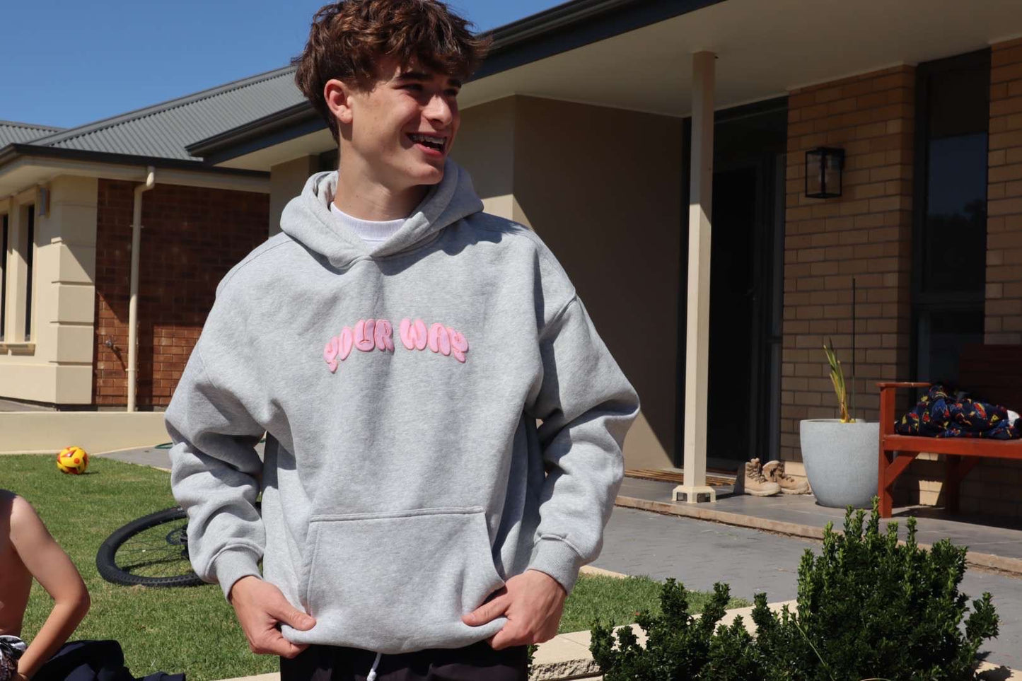 Grey and Pink Hoodie